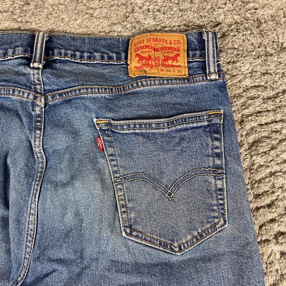 Levi's 505 Jeans Men 34x30 Blue Denim Regular Fit Straight Leg Cotton Blend Pant